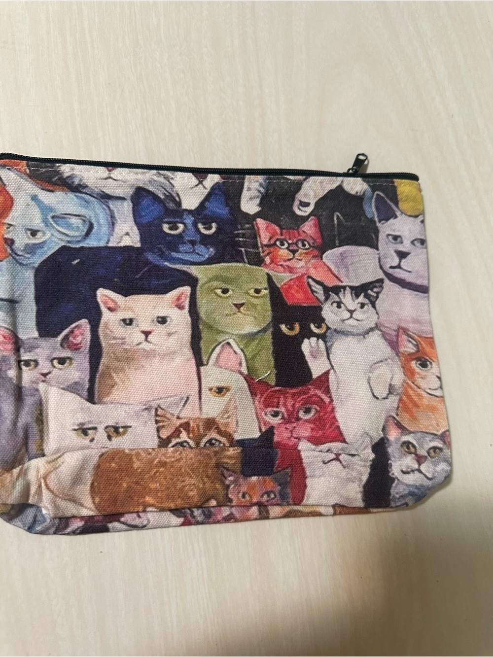 Cat Pattern Zipper Pouch - Multicolor